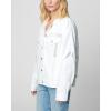 [BLANKNYC] Women’s Luxury Clothing Oversized Denim Jacket With Chrochet Trim Inserts, Comfortable & Stylish(Infinite Road)