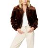 [BLANKNYC] Women’s Luxury Clothing Faux Fur Cropped Bomber Jacket, Comfortable & Stylish Coat(Self Care)