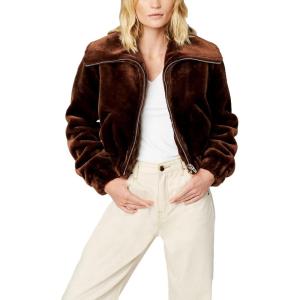 [BLANKNYC] Women’s Luxury Clothing Faux Fur Cropped Bomber Jacket, Comfortable & Stylish Coat(Self Care)
