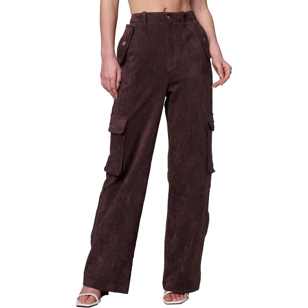image:imageBLANKNYC Womens Franklin Faux Suede Cargo PantZinfandel