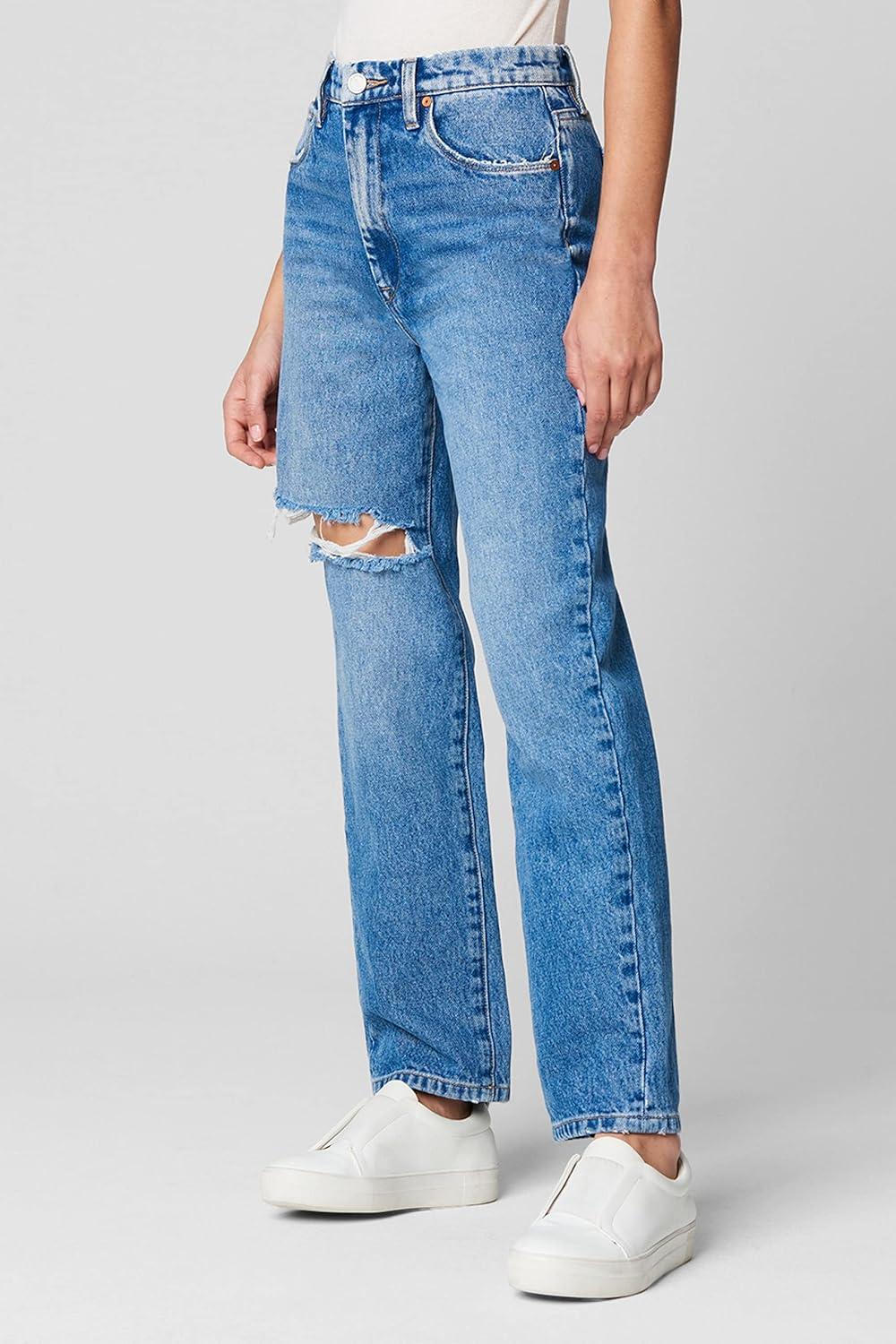 image:imageBLANKNYC Womens Relaxed High Rise Straight Leg Rip Loose Fit JeansCruise Control