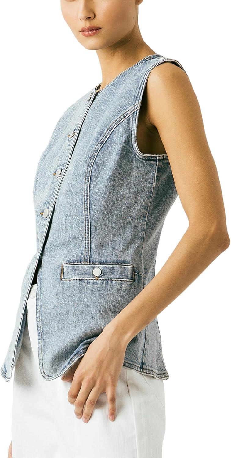 image:imageBLANKNYC Womens Summer Vibes Denim VestBlue