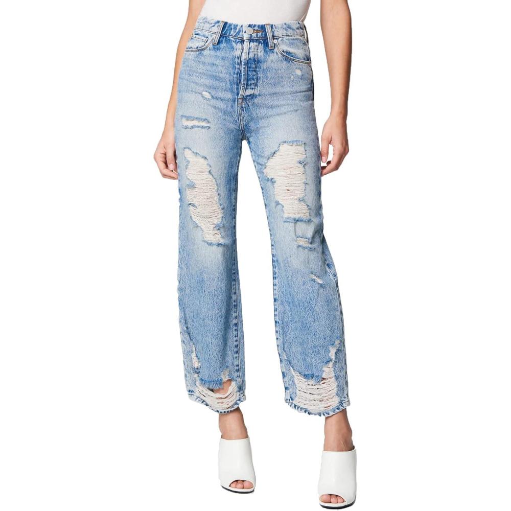 image:imageBLANKNYC Womens Ripped High Rise Straight Leg Denim Jean Comfortable Pants amp Designer ClothingTied Up