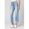 [BLANKNYC] Women’s Ripped High Rise Straight Leg Denim Jean, Comfortable Pants & Designer Clothing(Tied Up)