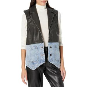 [BLANKNYC] Women’s Vegan Leather and Denim Oversized Vest(Black)