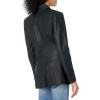 [BLANKNYC] Women’s Luxury Clothing Double Breasted Vegan Leather Blazzer, Comfortable & Stylish Long Coat(Creek)