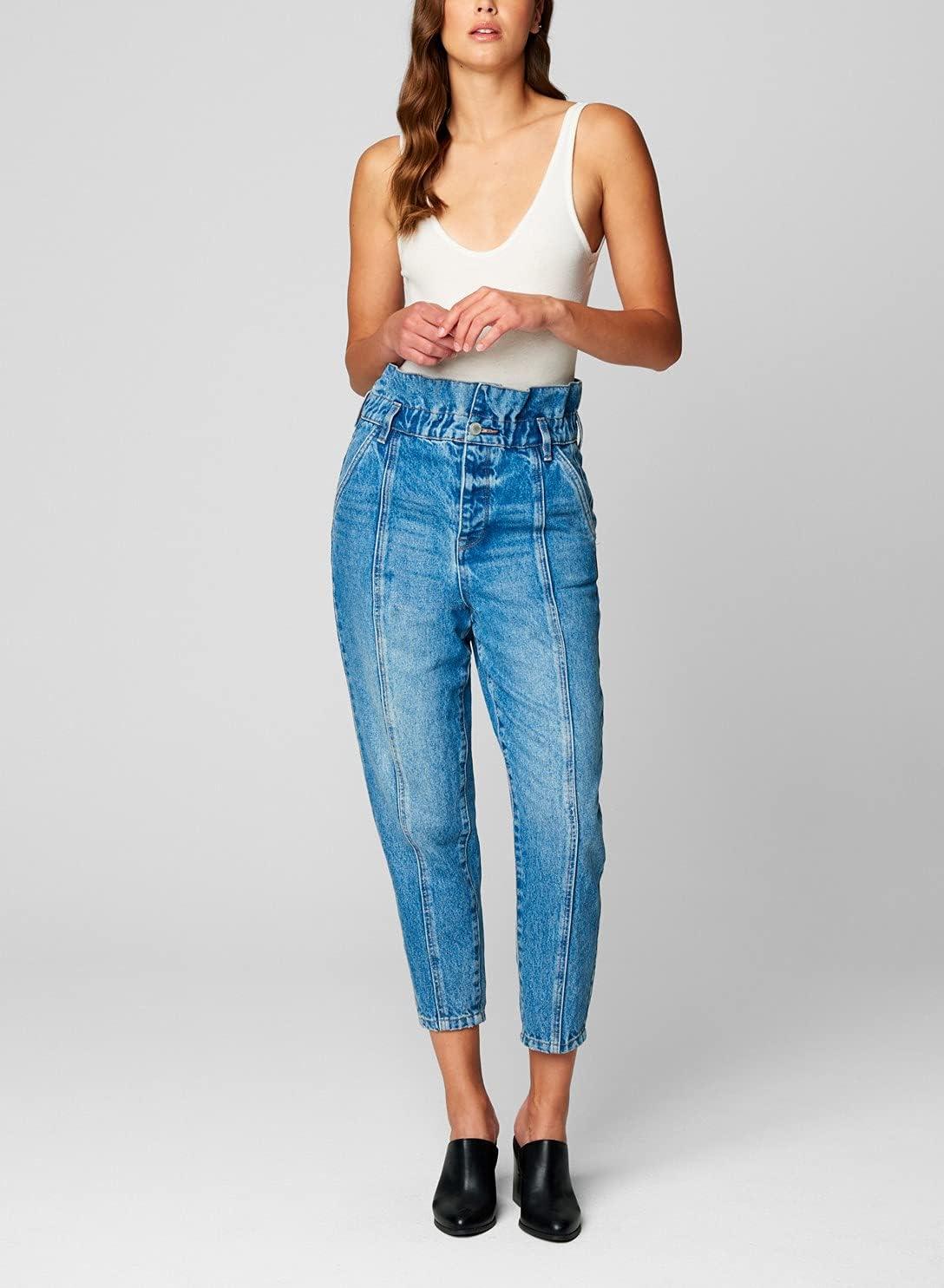 image:imageBLANKNYC Womens Paperbag Denim Elastic Waistband Jean Comfortable amp Stylish PantsDont Cross Me