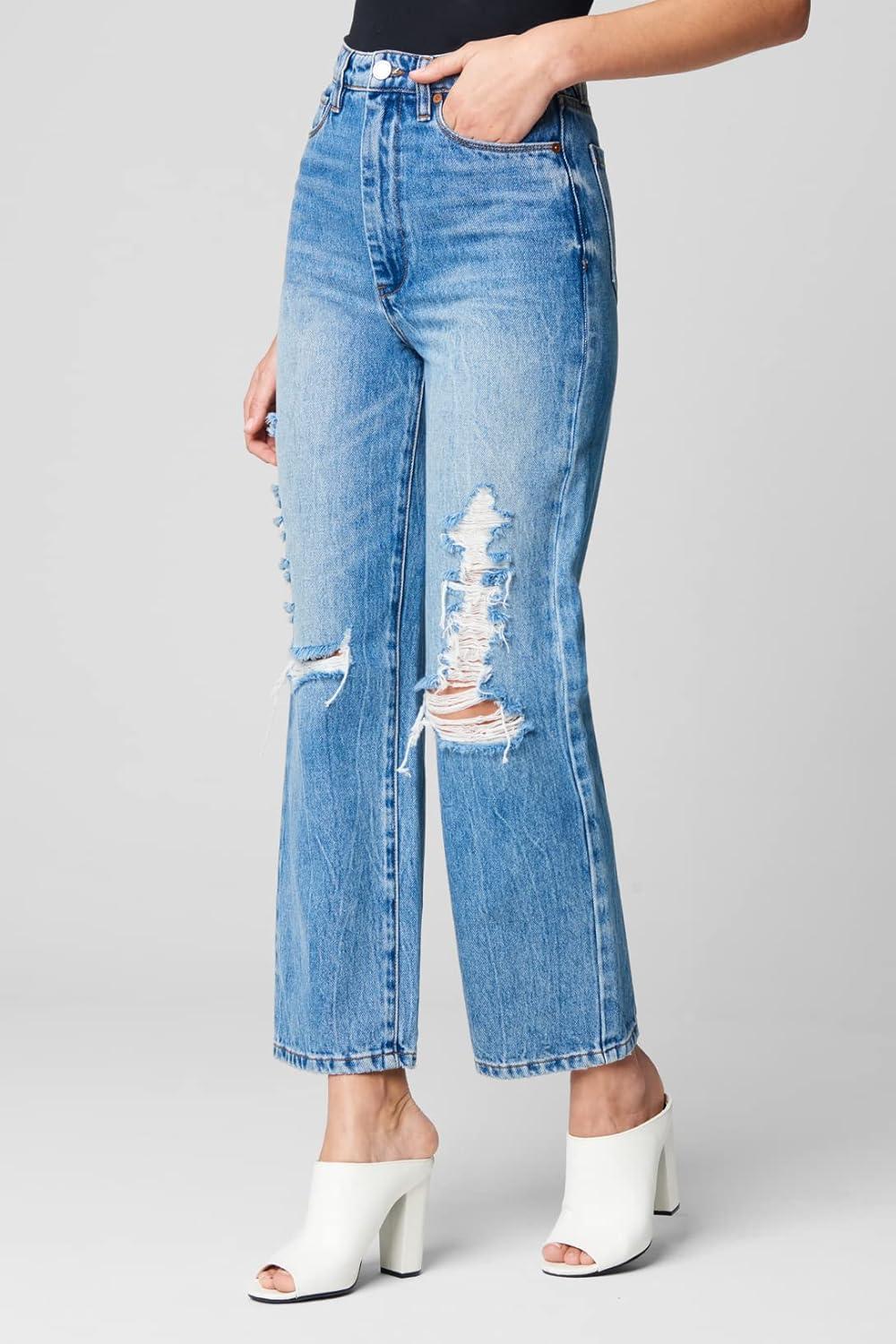 image:imageBLANKNYC Womens Sustainable High Rise Straight Leg Ripped Jeans Stylish amp Comfortable PantsWildflower