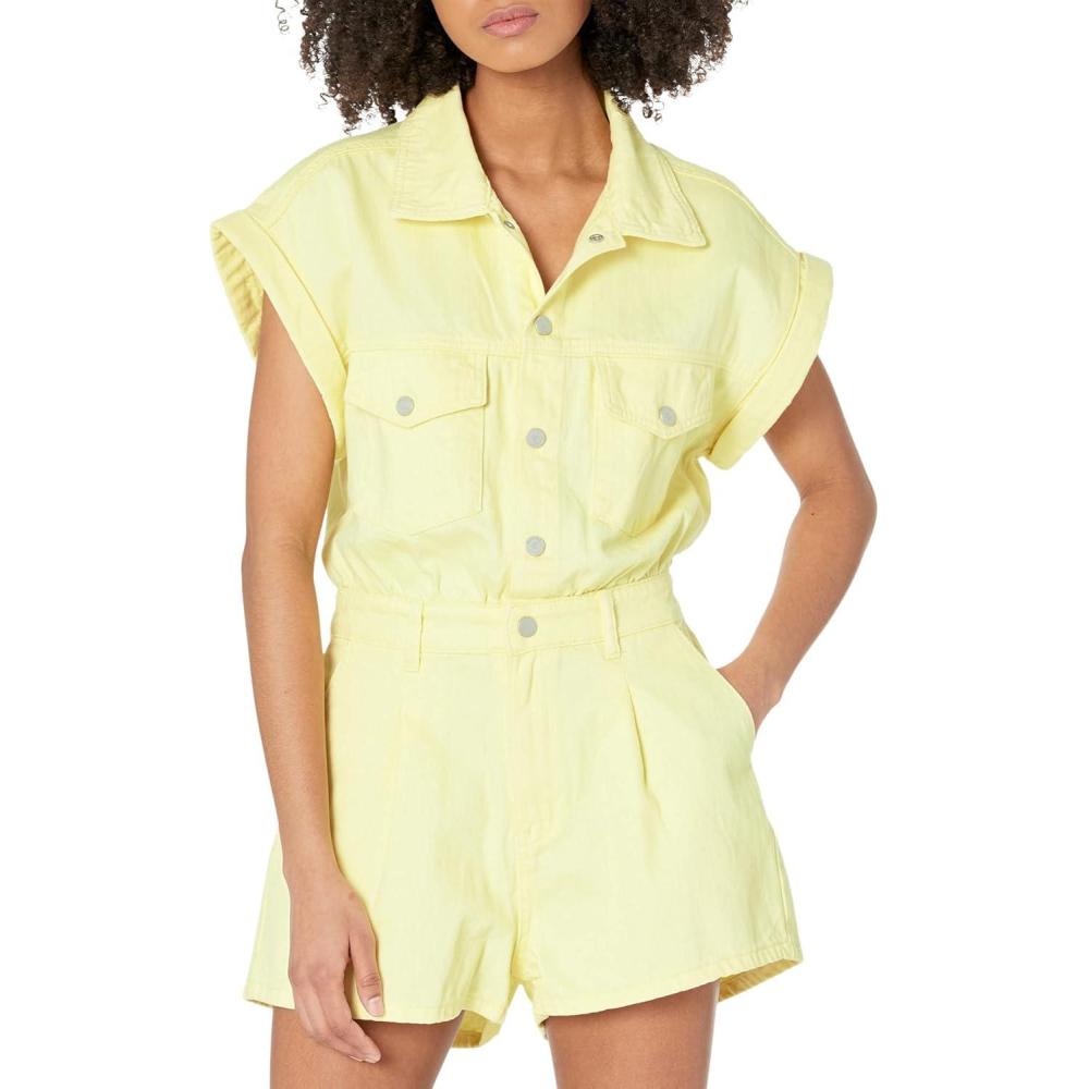 image:imageBLANKNYC Womens Luxury Clothing Short Sleeve Collared Romper With Pockets Comfortable amp StylishAfter Glow