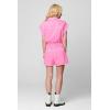 [BLANKNYC] Women’s Luxury Clothing Short Sleeve Collared Romper With Pockets, Comfortable & Stylish(Pink Shadow)