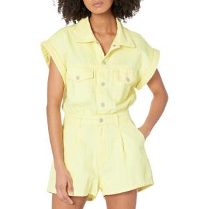 [BLANKNYC] Women’s Luxury Clothing Short Sleeve Collared Romper With Pockets, Comfortable & Stylish(After Glow)