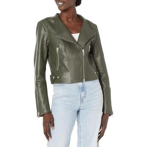 [BLANKNYC] Womens Quilted Detail Moto Jacket, Green, Medium US