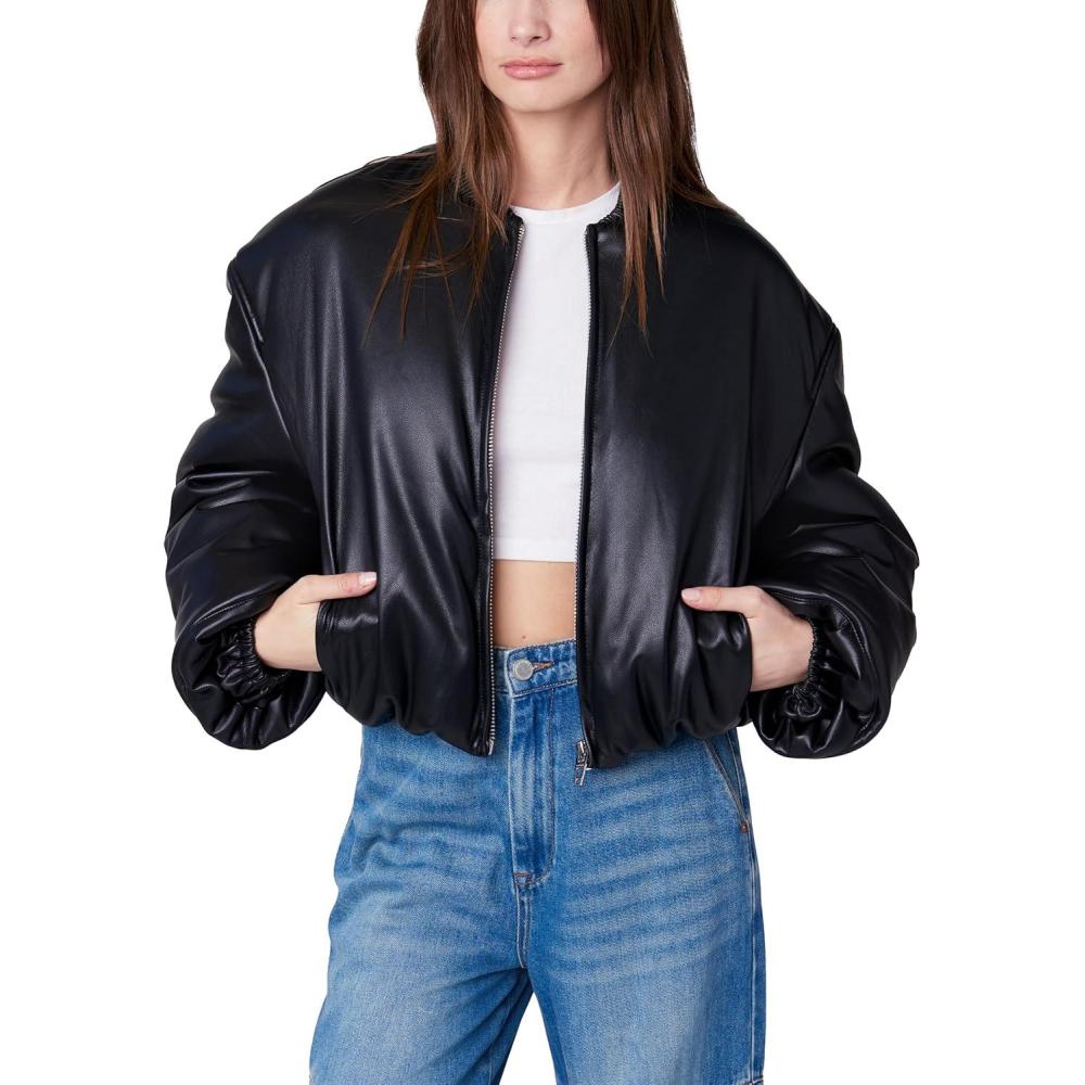 image:imageBLANKNYC Womens Vegan Leather Cropped BomberBold Blend