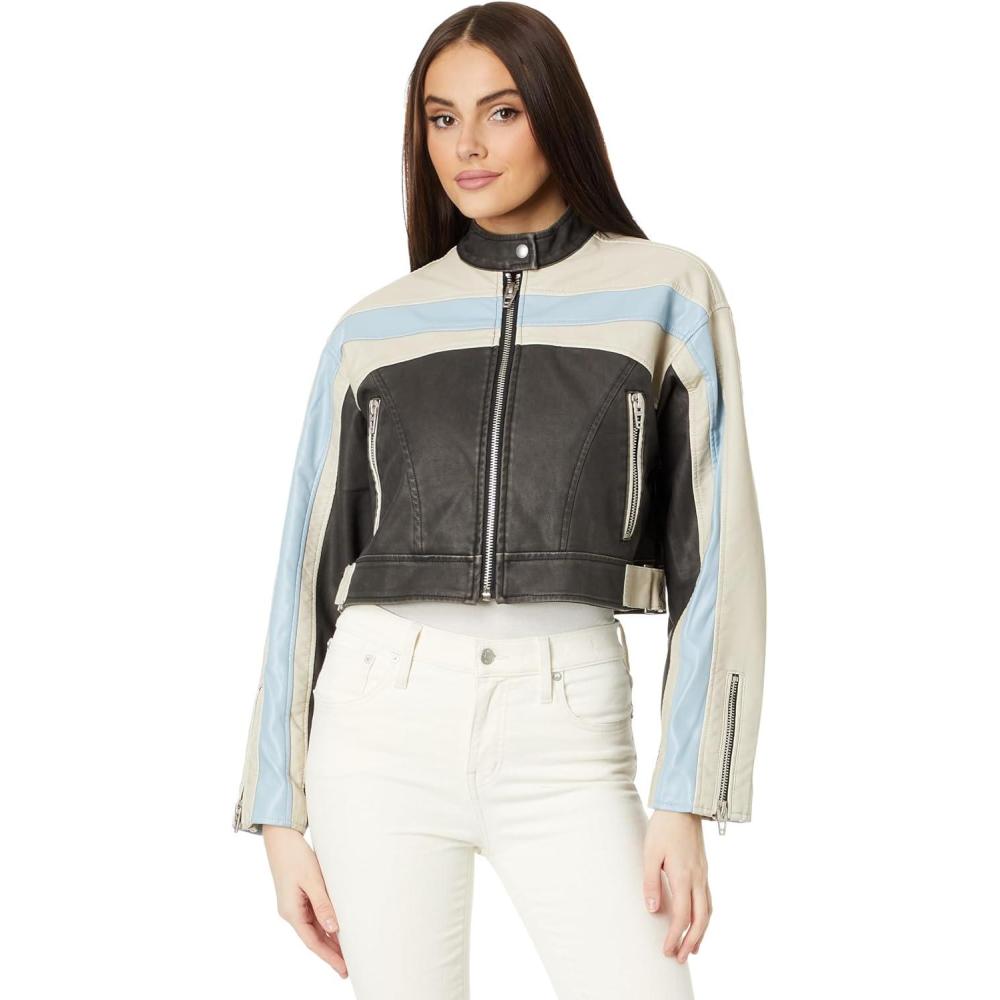 image:imageBLANKNYC Womens Vegan Leather Racer Moto JacketLight Speed