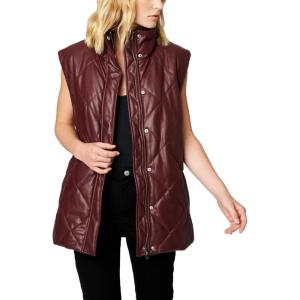 [BLANKNYC] Women’s Vegan Leather Quilted Vest With Self Belt(Hot Shot)