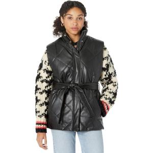 [BLANKNYC] Womens Vegan Leather Quilted Vest With Self Belt(Night Fever)