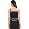 [BLANKNYC] Women’s Embroidered Linen Crop Top in Black/White(Black/White)