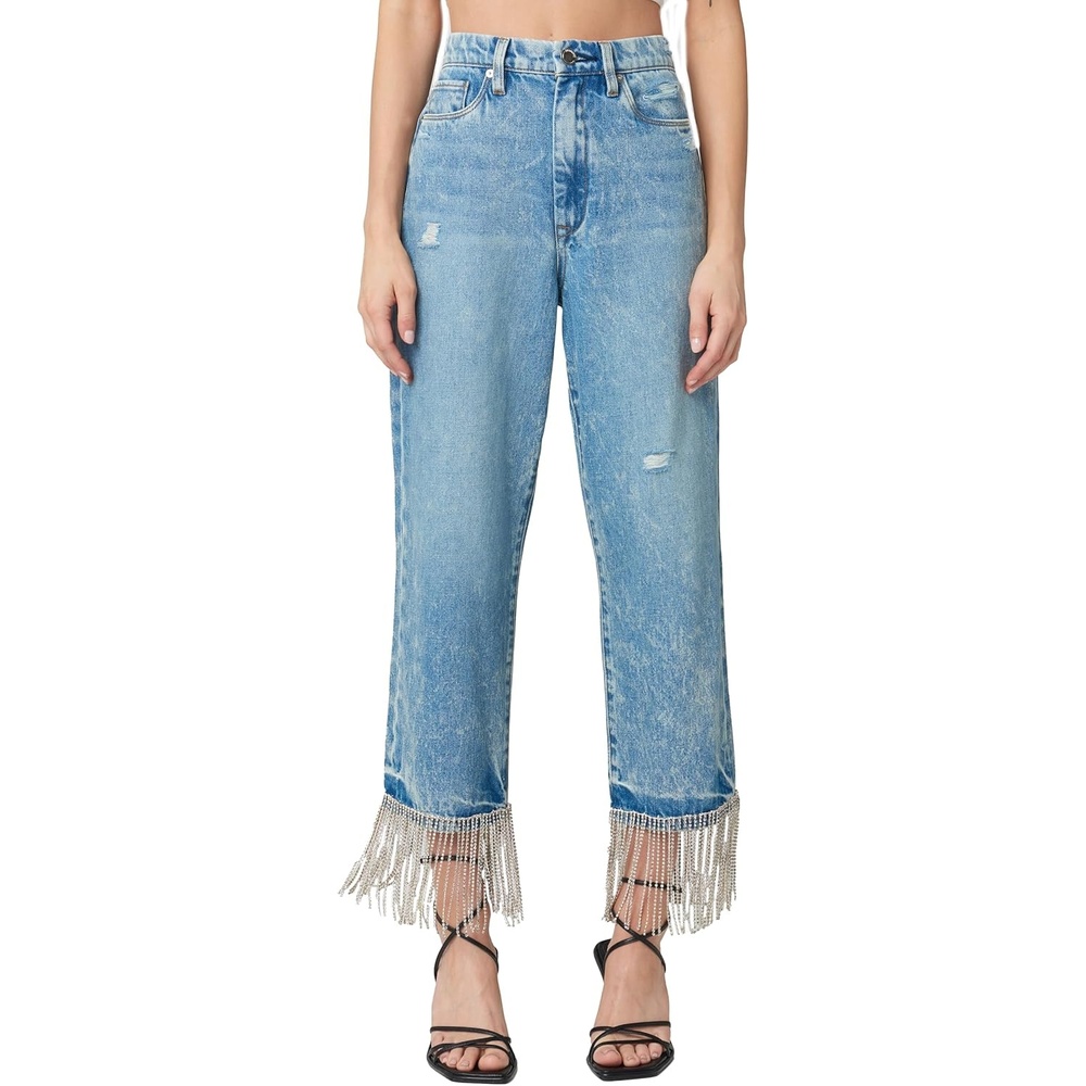 image:imageBLANKNYC Womens Baxter High Rise Denim Pant with Rhinestone FringeHeart and Soul