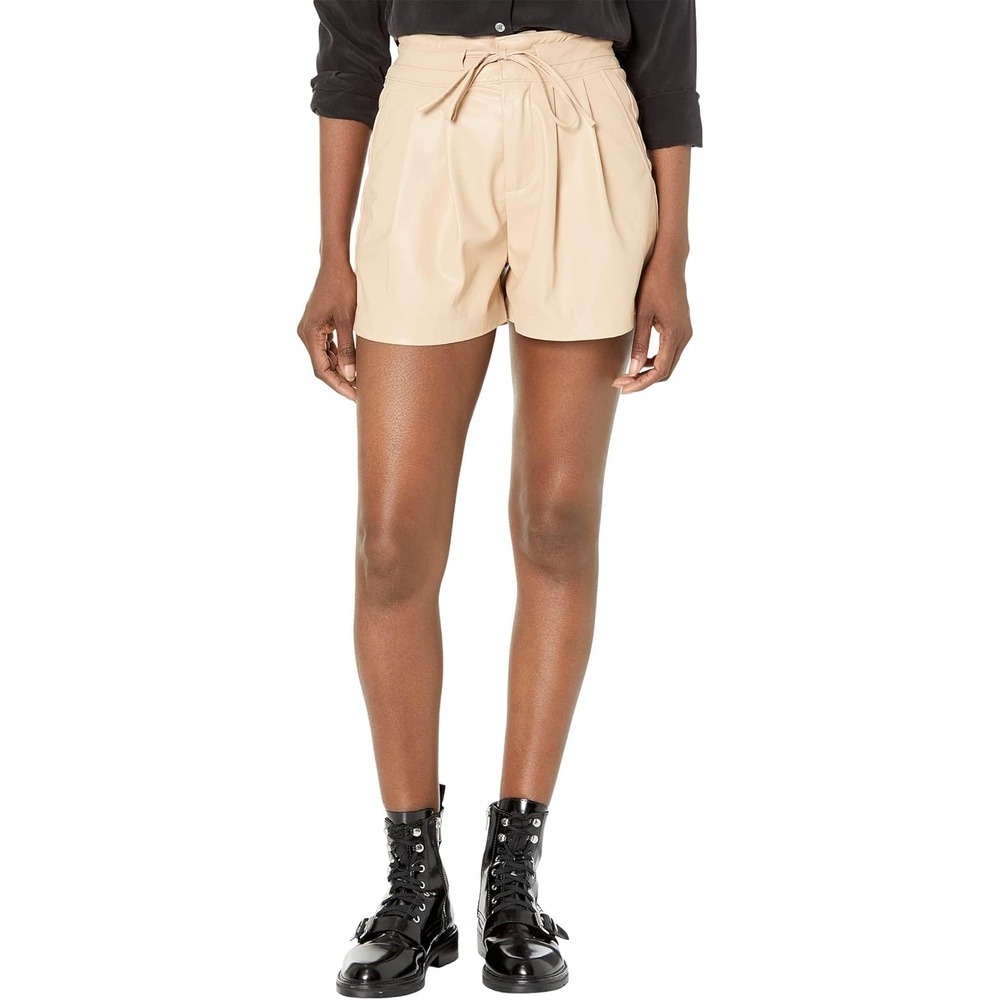 image:imageBLANKNYC Womens Luxury Clothing Vegan Leather Hi Rise Pleat Detail Short with Drawcord Waist Detail Comfortable amp StylishDeep Energy