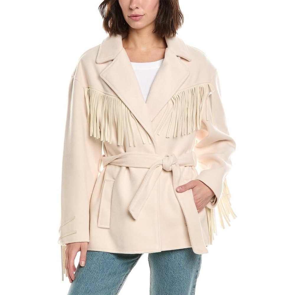 image:imageBLANKNYC Womens Jacket With Fringe DetailIvory