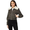 Blank NYC Leather Bomber with Sherpa Collar(Night Crawler)