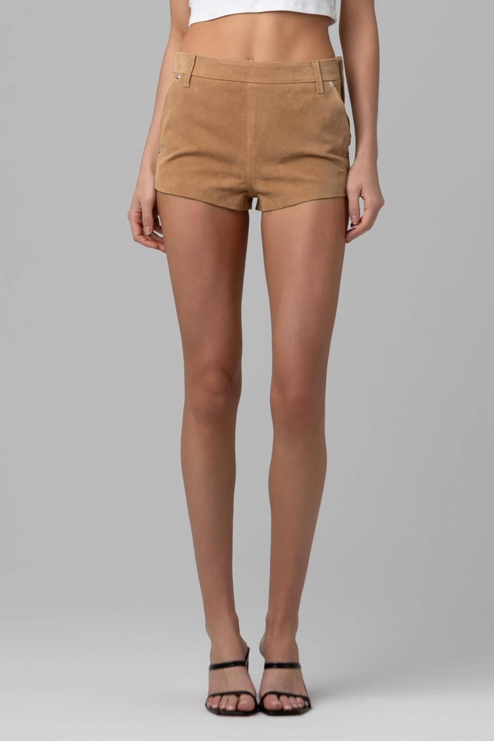 image:imageBLANKNYC Womens Candle Glow Real Suede ShortsBeige