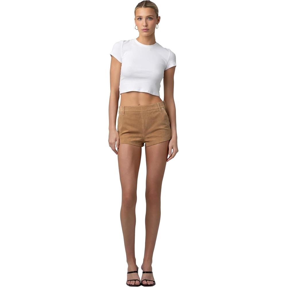 image:imageBLANKNYC Womens Candle Glow Real Suede ShortsBeige