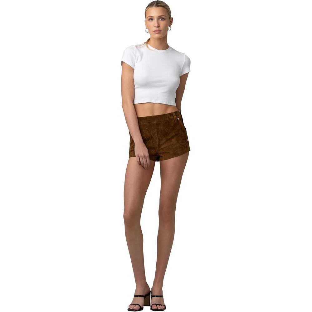 image:imageBLANKNYC Womens Double Espresso Real Suede ShortsBrown